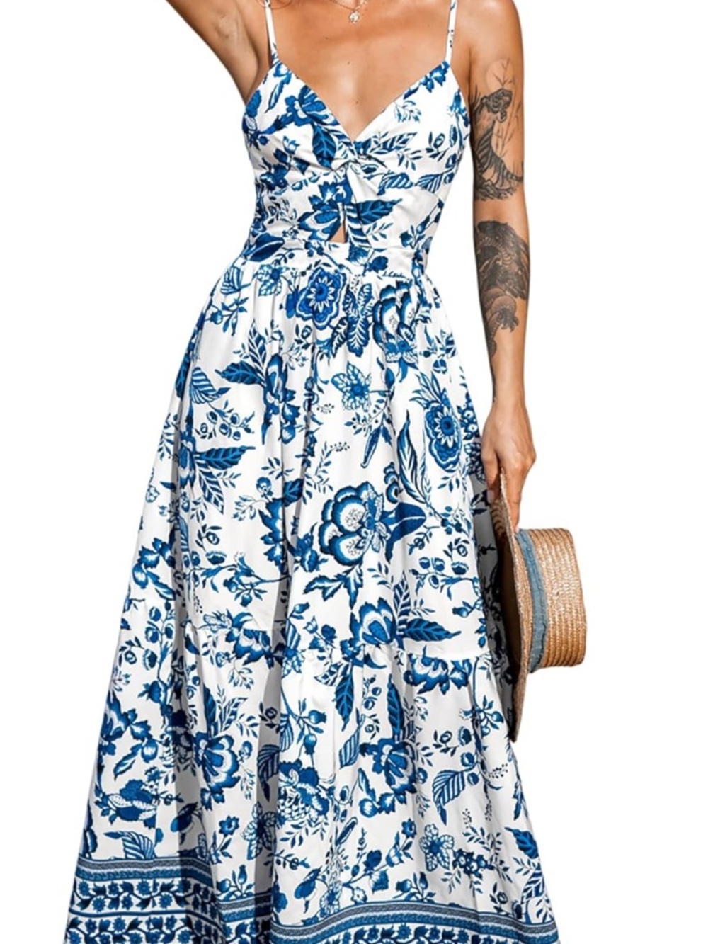 NWOT CUPSHE Women’s Maxi Dress Floral Print Twisted V-neck